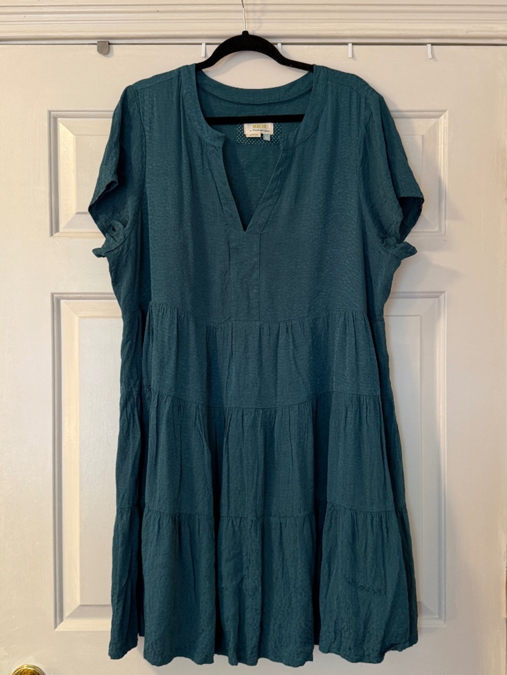 Maeve by Anthropologie Tiered Snakeskin Mini Dress Women's 2XL Dark Teal Tunic